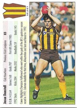 1993 Select AFL #83 Jason Dunstall Back